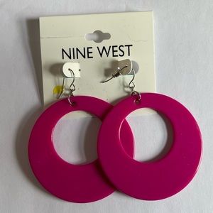 Nine West  Large Plastic Pink Hoop Earrings